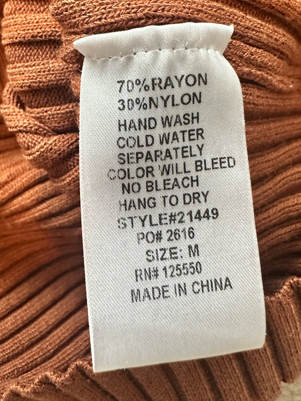 JLUXLABEL Long-Sleeve Ribbed Knit Bodycon Dress In Rust Size M - Picture 9 of 9